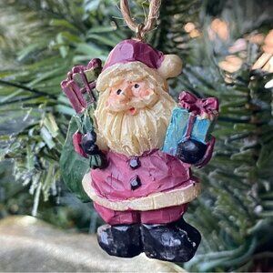 European Carved Santa Christmas Ornament